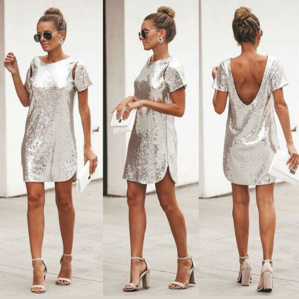GOLD mini sequin dress